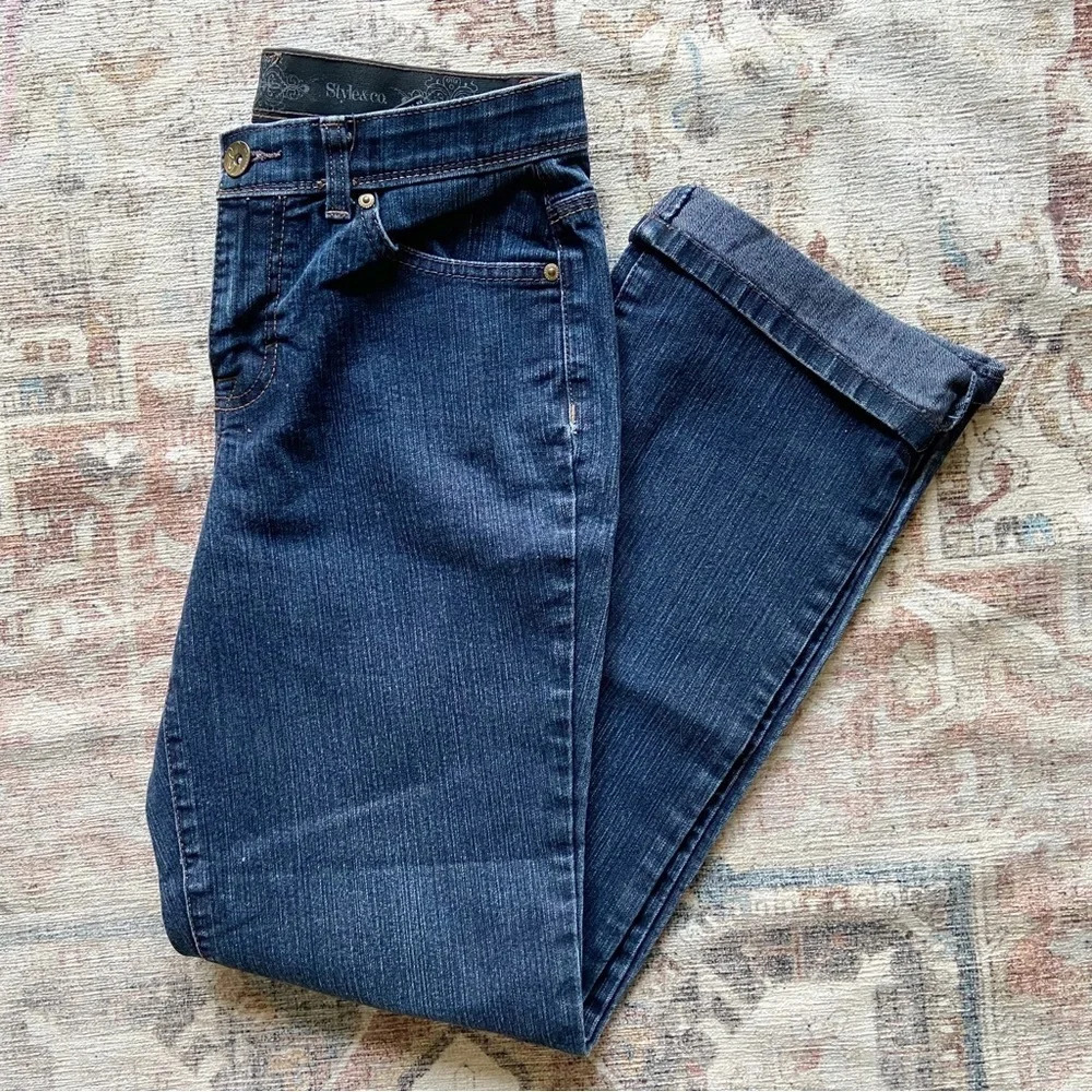 Bootcut Mid-Rise Comfort Waist Elastic Back Blue Jeans 5-Pocket Styling Size 6